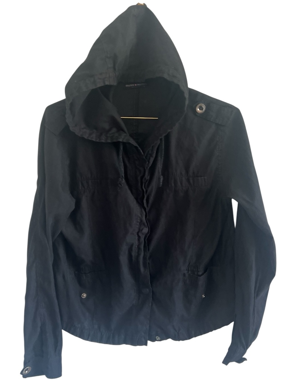 Brandy Melville Black Hooded Utility Jacket